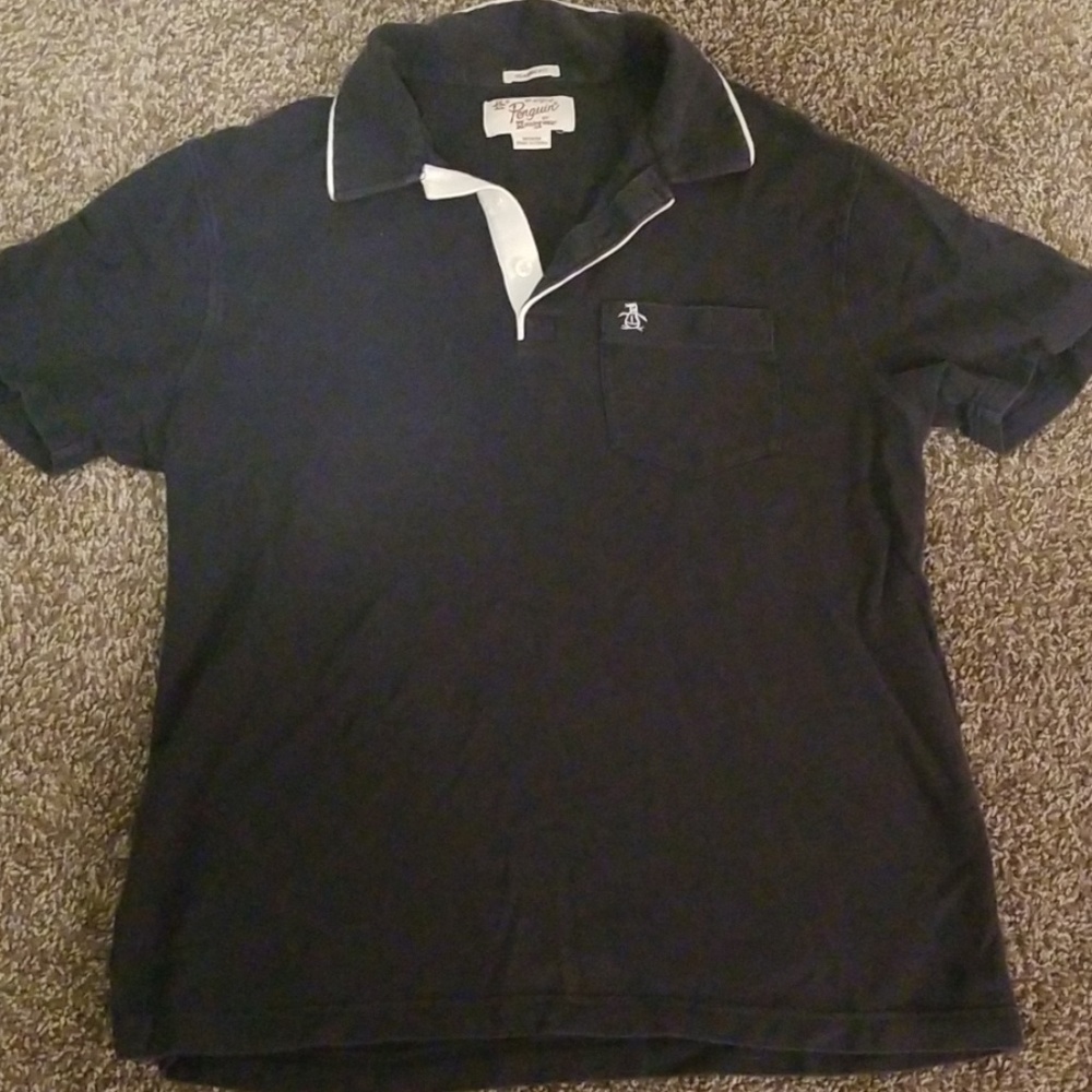 Navy with white piping polo